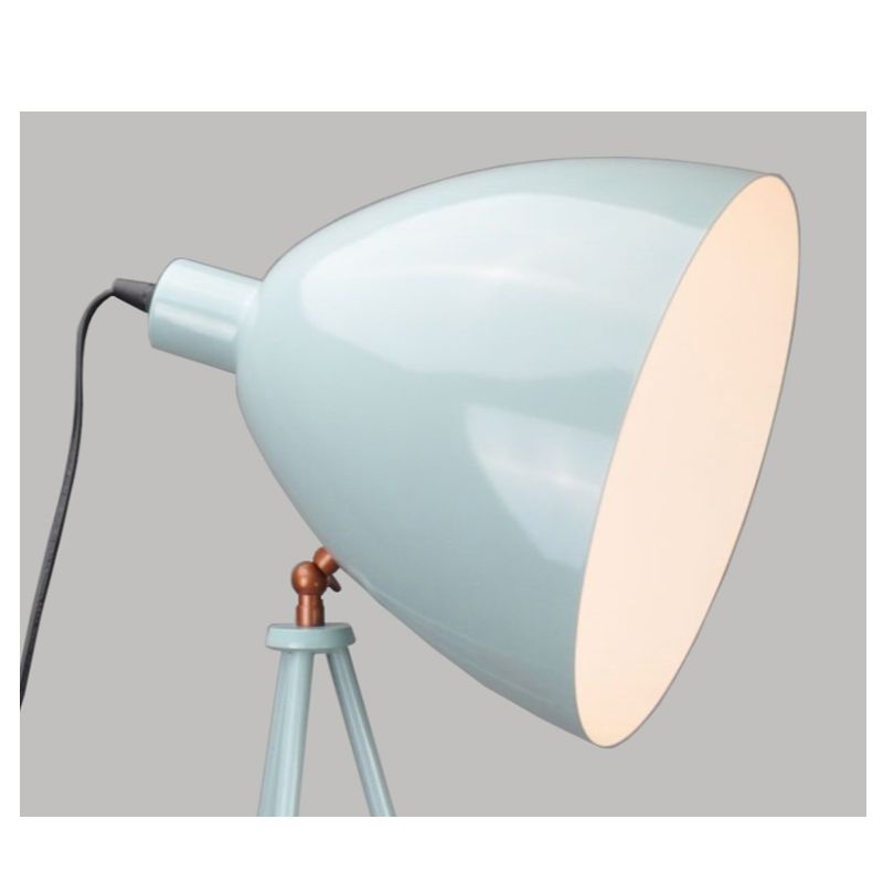 Statywowa lampa podłogowa z metalowym kloszem i funkcją regulacji