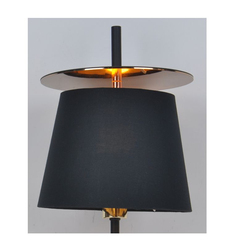 Lampa stołowa z abażurem z tkaniny i arkuszem dekoracyjnym PB