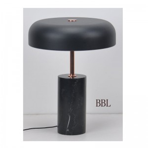 Lampa stołowa LED z czarną marmurową podstawą i metalowym kloszem