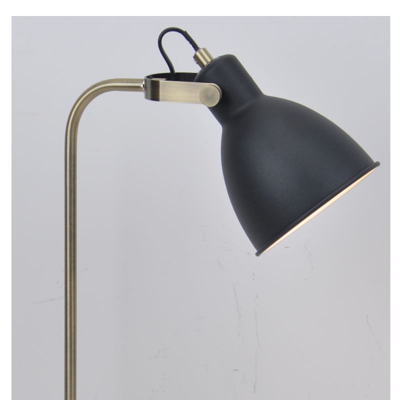 Lampa stołowa z uchwytem w kształcie litery U i metalowym kloszem