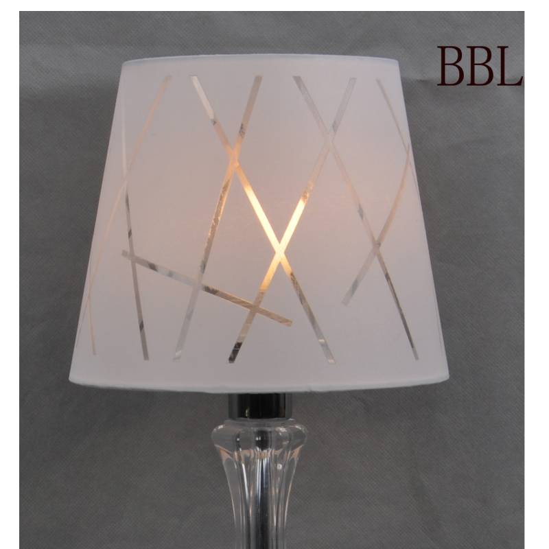 Lampa stołowa z odcieniem tkaniny i przezroczystą obudową lampy akrylowej